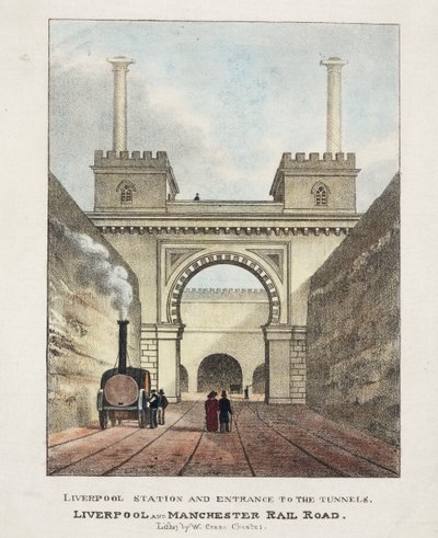 Liverpool Station og indgang til tunnelerne, 1831 af English School